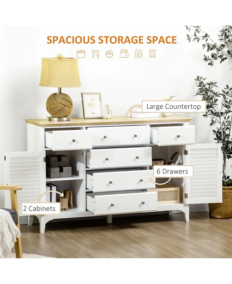 Homcom Sideboard Modern Buffet Cabinet with Adjustable Shelves,