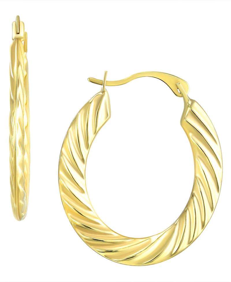 Macy's Timeless Cable Oval Hoop Earrings in 10k Yellow Gold