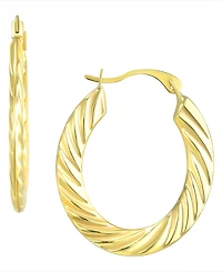 Macy's Timeless Cable Oval Hoop Earrings in 10k Yellow Gold