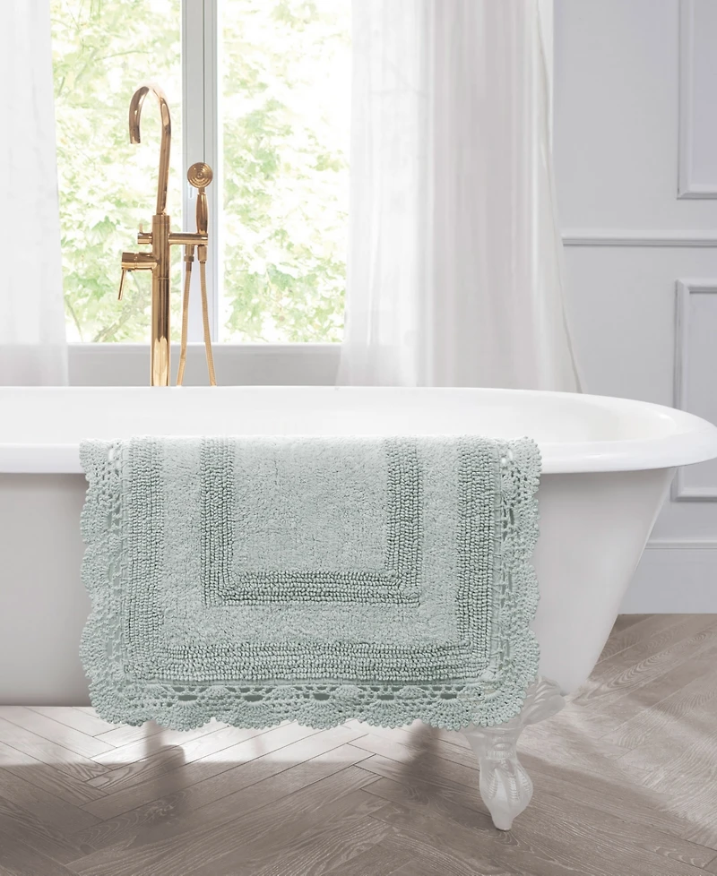 Laura Ashley Crochet Reversible Cotton Bath Rug, 21" x 34"