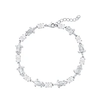 Simona Sterling Silver, Alternating Elephant & Oval Cz Bracelet