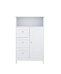 Casainc Bathroom standing storage cabinet with 3 drawers and 1 door-White