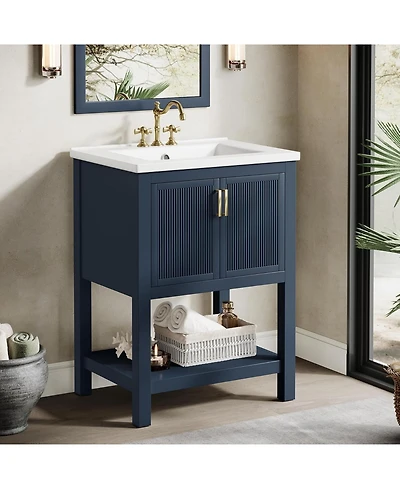 Tribesigns 24" Modern Bathroom Vanity with Sink,2 Doors and 1 Drawer, Freestanding Vanities Cabinet Combo