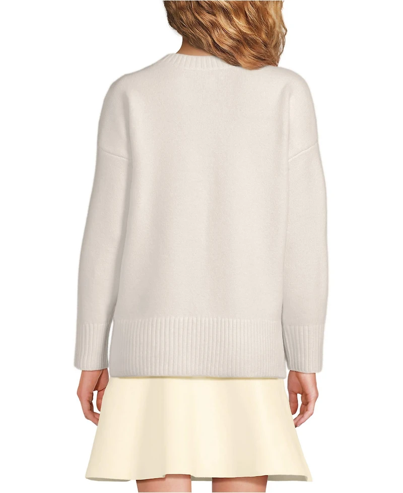 Lands' End Women's Ultrasoft Crew Neck Hi Low Hem Tunic Sweater