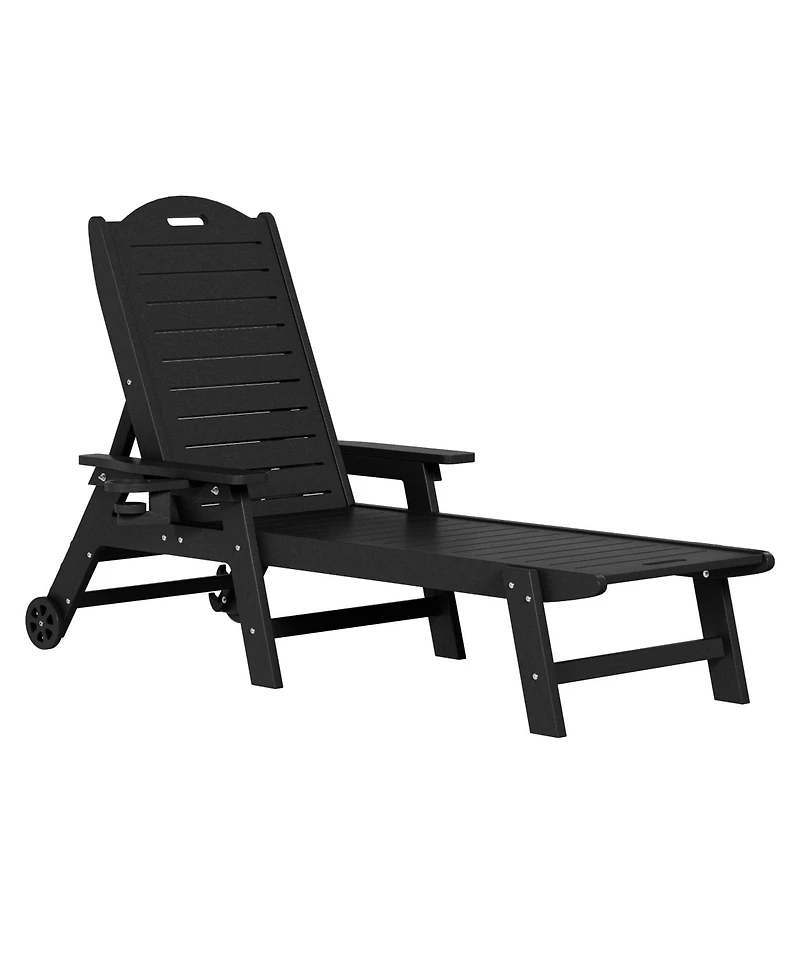WestinTrends 2-Piece Outdoor Patio Chaise Lounge Chair with Wheels & Cup Holder Side Table