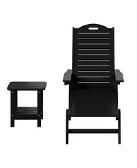 WestinTrends 2-Piece Outdoor Patio Chaise Lounge Chair with Wheels & Cup Holder Side Table