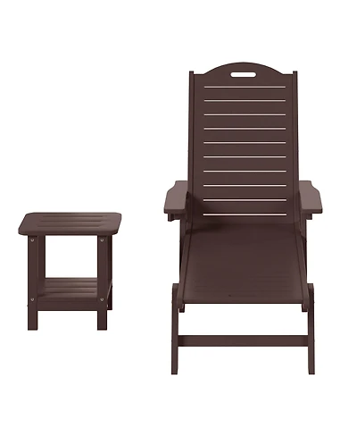 WestinTrends 2-Piece Outdoor Patio Chaise Lounge Chair with Wheels & Cup Holder Side Table