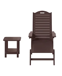 WestinTrends 2-Piece Outdoor Patio Chaise Lounge Chair with Wheels & Cup Holder Side Table