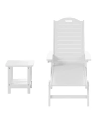 WestinTrends 2-Piece Outdoor Patio Chaise Lounge Chair with Wheels & Cup Holder Side Table