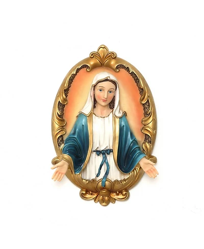 LuxenHome Blessed Virgin Mary Wall Plaque, Oval Religious Decor for Home & Prayer Space
