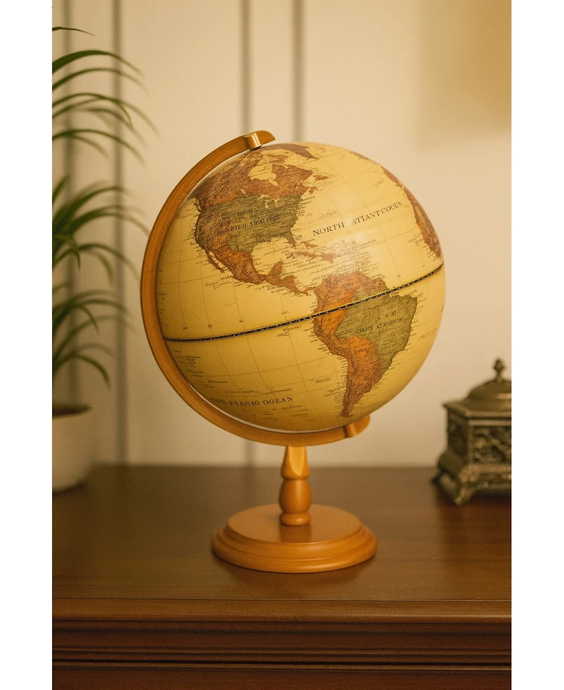 Hongge 12-Inch Illuminated Antique World Globe Lamp for Home or Office