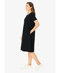 Woman Within Women's Plus Perfect Short-Sleeve Crewneck Tee Dress