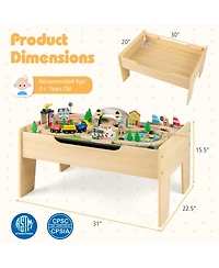 Hongge 78-Piece Wooden Railway Train Playset for Kids Ages 3 and Up