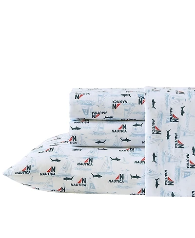 Nautica Caspian Whales Microfiber 4-Pc. Sheet Set, Queen