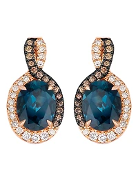 Le Vian London Blue Topaz (4 ct. t.w.), Nude Diamond (0.25 ct. t.w.), and Chocolate Diamond (0.19 ct. t.w.) Earrings in 14k Strawberry Gold