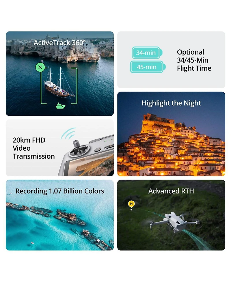 Dji Dji Mini 4 Pro Drone with Rc 2 Remote Controller Bundle with 128GB microSD Card, Anti-Collision Light (White/Red/Green/Yellow), 20-inch Foldable