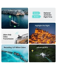 Dji Dji Mini 4 Pro Drone with Rc 2 Remote Controller Bundle with 128GB microSD Card, Anti-Collision Light (White/Red/Green/Yellow), 20-inch Foldable