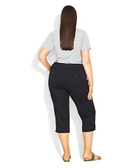 Avenue Women's Plus Cotton Roll Up Capri