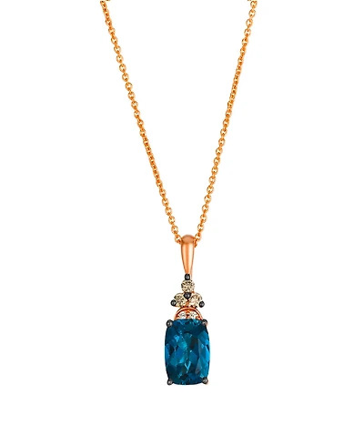 Le Vian London Blue Topaz (1.25 ct. t.w.), Chocolate Diamond (0.07 ct. t.w.) and Vanilla Diamond (0.01 ct. t.w.) Necklace in 14k Strawberry Gold