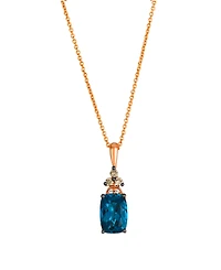 Le Vian London Blue Topaz (1.25 ct. t.w.), Chocolate Diamond (0.07 ct. t.w.) and Vanilla Diamond (0.01 ct. t.w.) Necklace in 14k Strawberry Gold