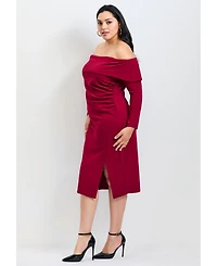 Avenue Women's Plus Collette Off Shoulder Gathered Waist Dress