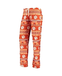 Concepts Sport Women's 2-Piece Orange Clemson Tigers Holiday Long Sleeve Top and Pants Sleep Set
