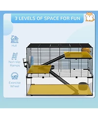 PawHut Hamster Cage, 31" Gerbil Cage with Glass Basin for Small Hamsters