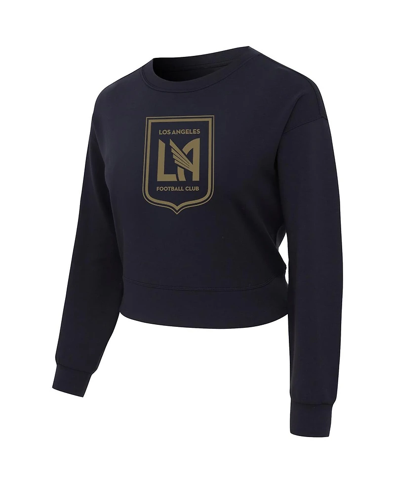 Concepts Sport Women's Black Lafc Tri-Blend Darby Knit Long Sleeve Crop Top