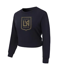 Concepts Sport Women's Black Lafc Tri-Blend Darby Knit Long Sleeve Crop Top
