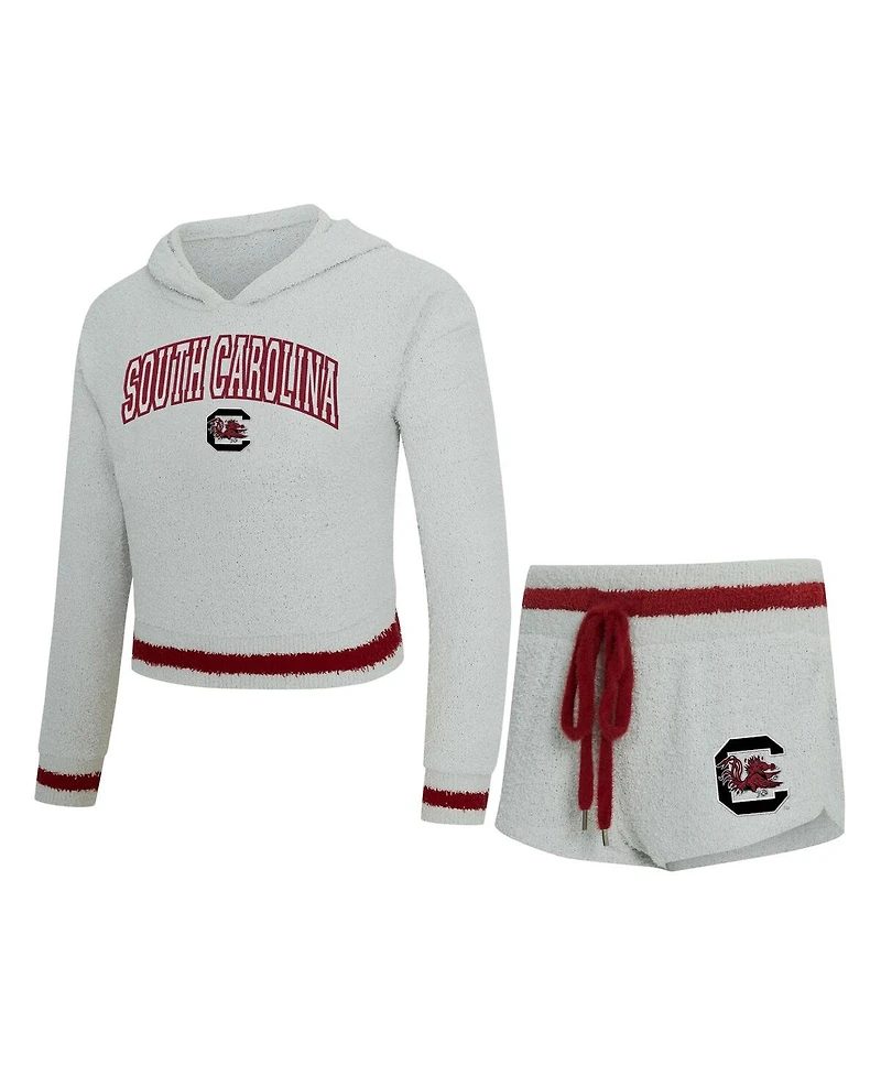 Concepts Sport Women's 2-Piece Gray/Garnet South Carolina Gamecocks Whitley Long Sleeve Hoodie Top and Shorts Set