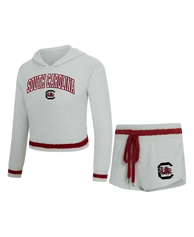 Concepts Sport Women's 2-Piece Gray/Garnet South Carolina Gamecocks Whitley Long Sleeve Hoodie Top and Shorts Set
