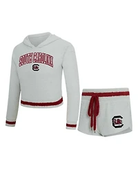 Concepts Sport Women's 2-Piece Gray/Garnet South Carolina Gamecocks Whitley Long Sleeve Hoodie Top and Shorts Set