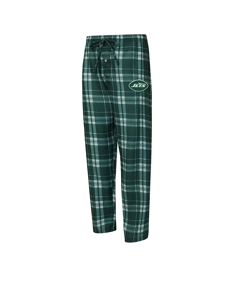 Concepts Sport Men's 2-Piece Green/Gray New York Jets Regulate Long Sleeve T-Shirt and Plaid Pant Set