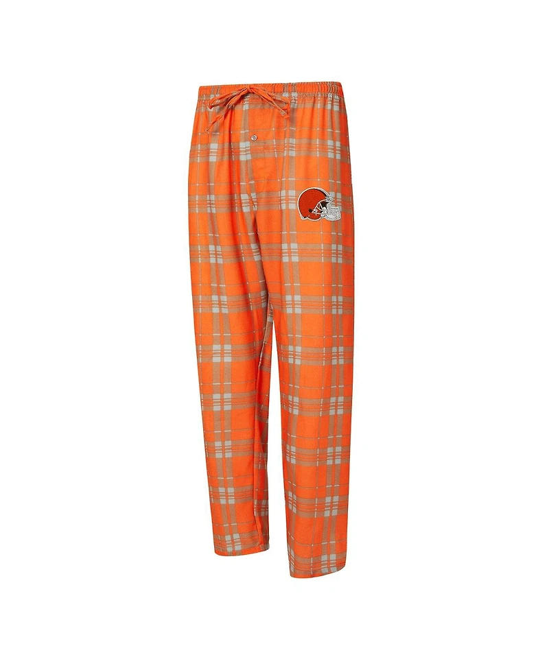 Concepts Sport Men's 2-Piece Orange/Gray Cleveland Browns Regulate Long Sleeve T-Shirt and Plaid Pant Set