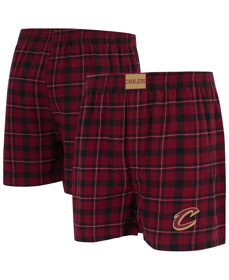 Concepts Sport Men's Wine/Black Cleveland Cavaliers Hawthorn Flannel Boxer