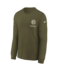 Nike Big Boys and Girls Olive Pittsburgh Steelers 2025 Salute to Service Sideline Dri-fit Long Sleeve T-Shirt