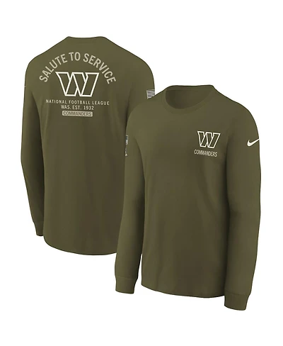Nike Big Boys and Girls Olive Washington Commanders 2025 Salute to Service Sideline Dri-fit Long Sleeve T-Shirt
