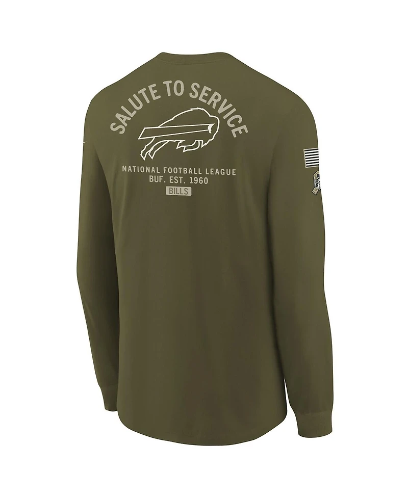 Nike Big Boys and Girls Olive Buffalo Bills 2025 Salute to Service Sideline Dri-fit Long Sleeve T-Shirt