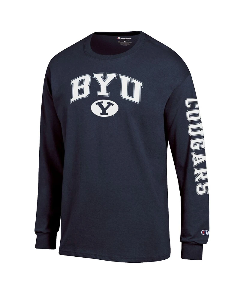 Champion Men's Navy Byu Cougars Arch Over Logo 2-Hit Long Sleeve T-Shirt