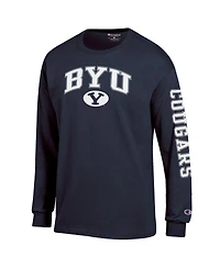 Champion Men's Navy Byu Cougars Arch Over Logo 2-Hit Long Sleeve T-Shirt