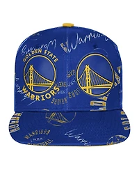 Outerstuff Big Boys and Girls Royal Golden State Warriors Street Hooper Allover Print Snapback Hat