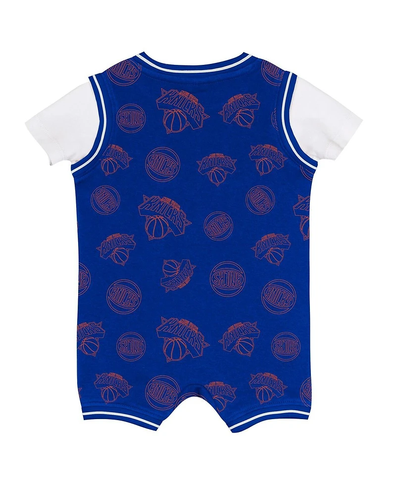 Outerstuff Baby Boys and Girls Blue New York Knicks Logo Mania Romper