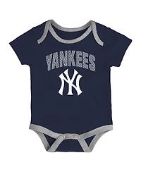 Outerstuff Baby Boys and Girls 3-Piece New York Yankees All Day Play Bodysuit Set