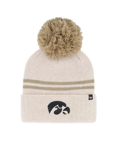'47 Brand Women's Natural Iowa Hawkeyes Core Inline Latte Cuffed with Pom Knit Hat