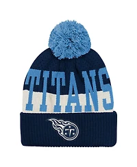 Outerstuff Big Boys and Girls Navy Tennessee Titans Modern Fan Cuffed with Pom Knit Hat