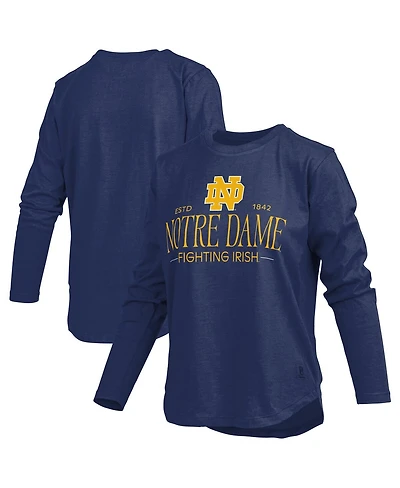Pressbox Women's Navy Notre Dame Fighting Irish Silver on Long Sleeve T-Shirt