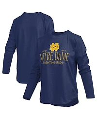 Pressbox Women's Navy Notre Dame Fighting Irish Silver on Long Sleeve T-Shirt
