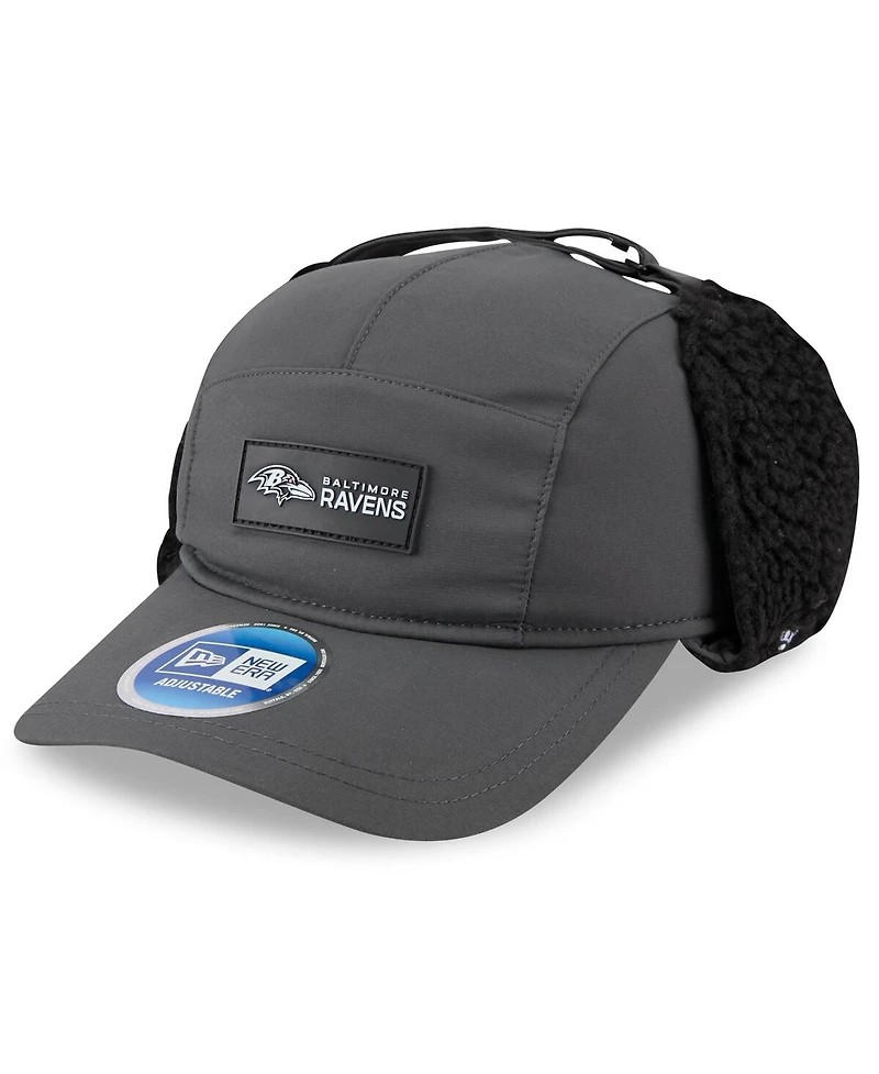 New Era Men's Charcoal Baltimore Ravens 2025 Sideline Cold Weather Runner Dog Ear Adjustable Hat