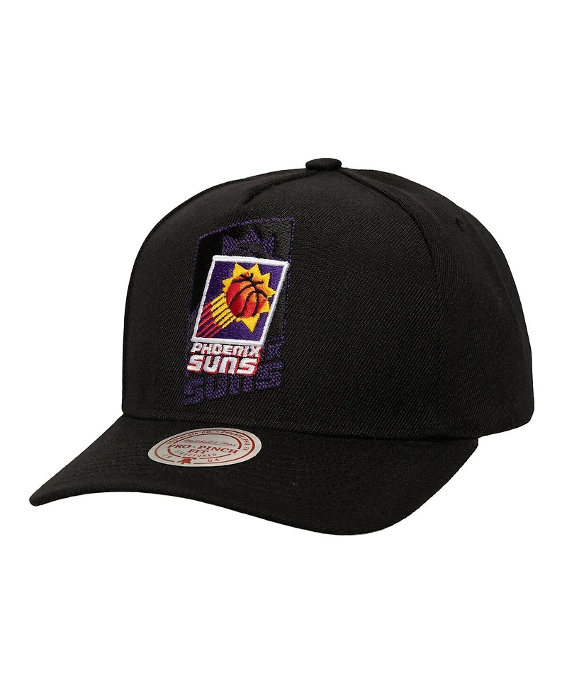 Mitchell & Ness Men's Black Phoenix Suns Tilted Pro Pinch Adjustable Hat