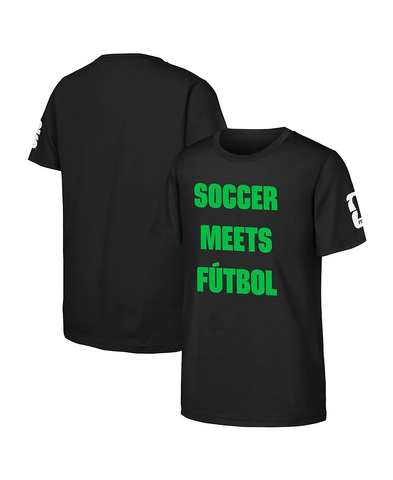 Outerstuff Big Boys and Girls Black Fifa World Cup 2026 Soccer Meets Football T-Shirt